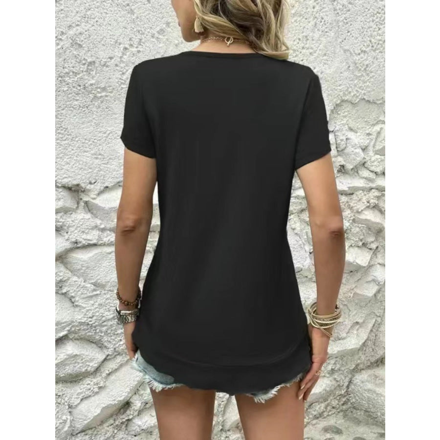 V - Neck Short Sleeve Blouse Apparel and Accessories