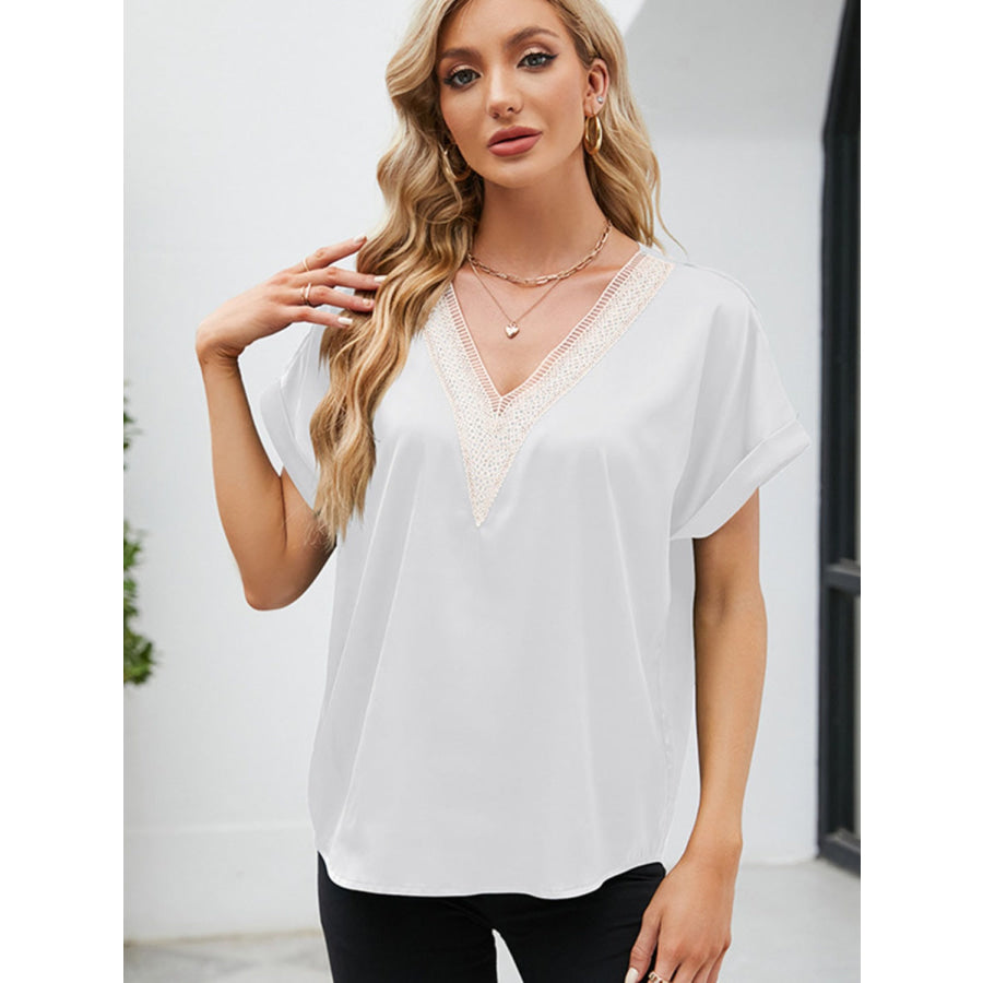 V - Neck Short Sleeve Blouse Apparel and Accessories