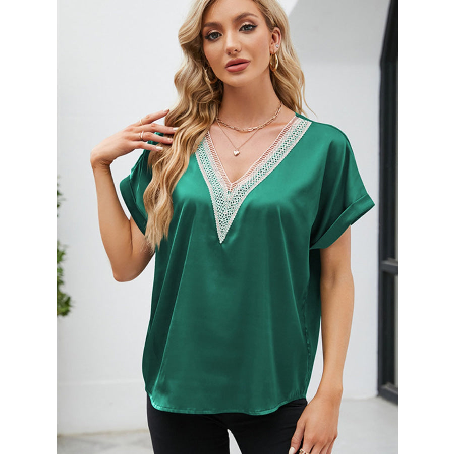 V - Neck Short Sleeve Blouse Apparel and Accessories