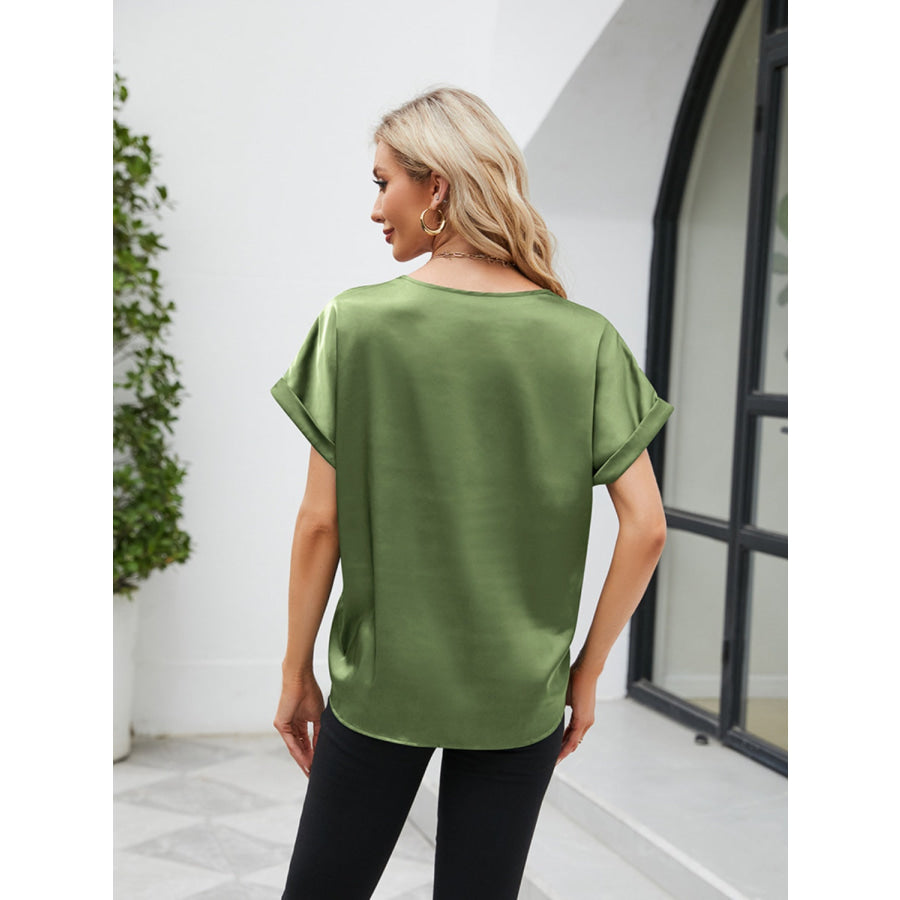 V - Neck Short Sleeve Blouse Apparel and Accessories