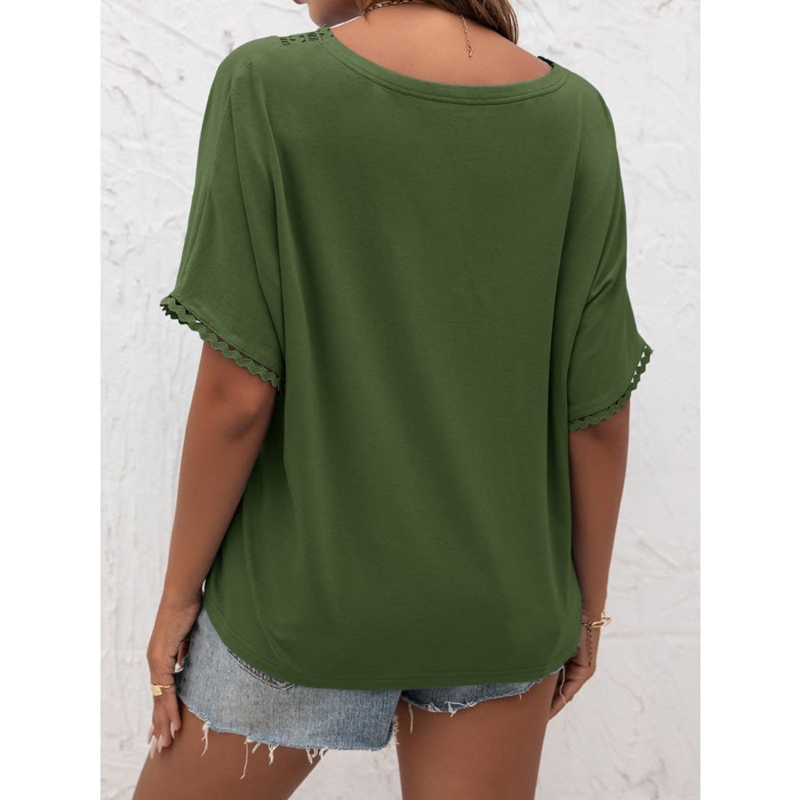 V-Neck Short Sleeve Blouse