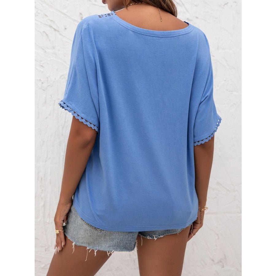 V-Neck Short Sleeve Blouse