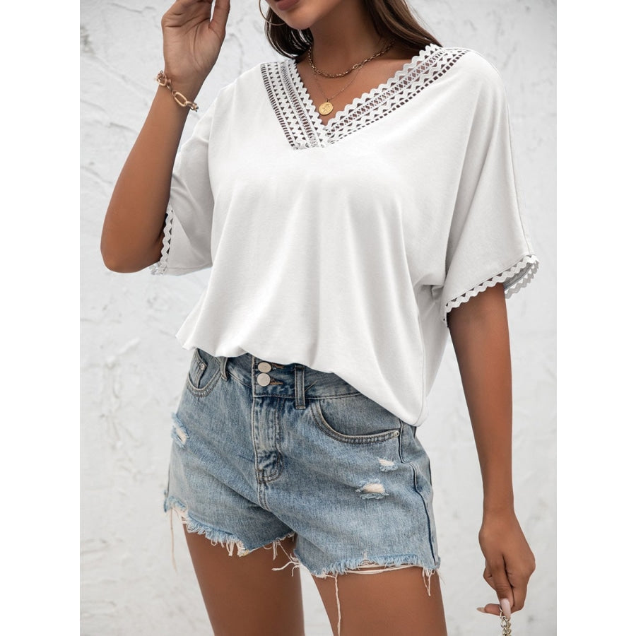 V-Neck Short Sleeve Blouse