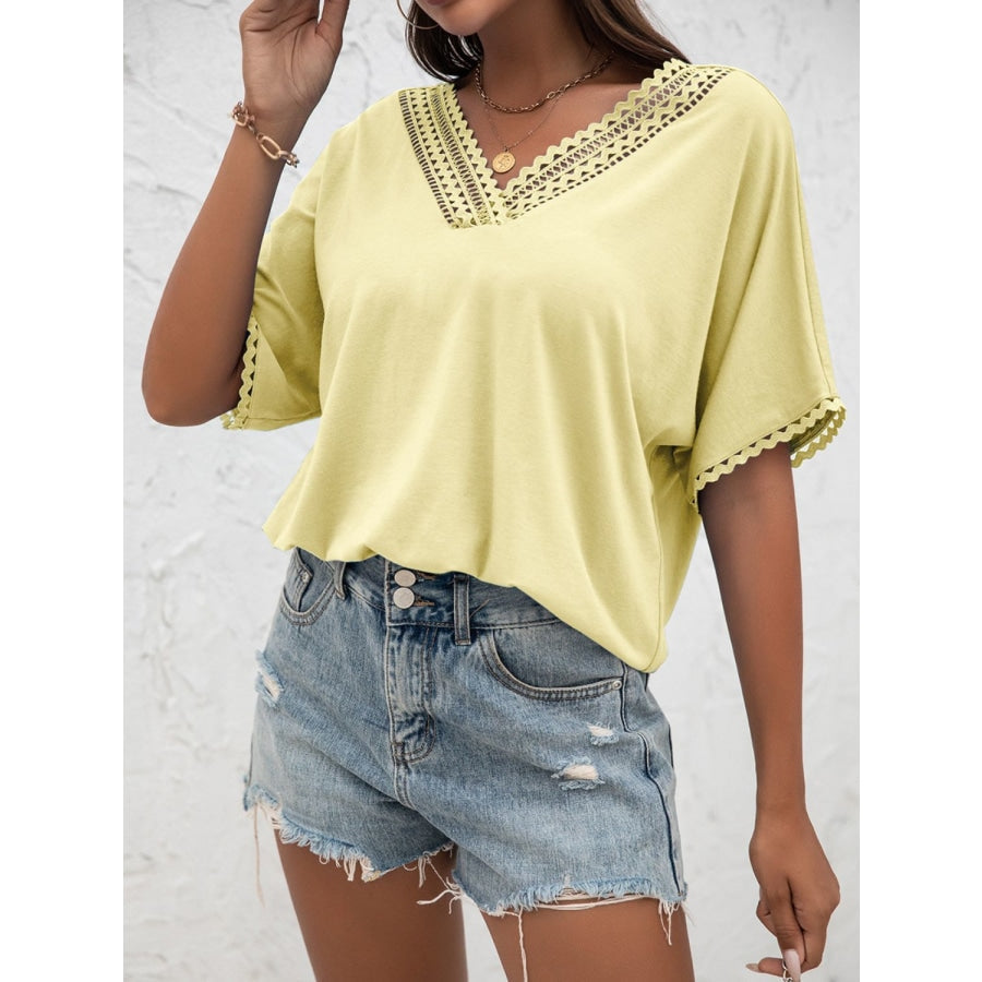 V-Neck Short Sleeve Blouse