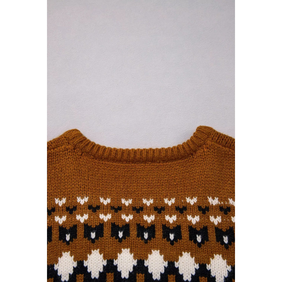 V Neck Short Sleeve Geometric Sweater Apparel and Accessories