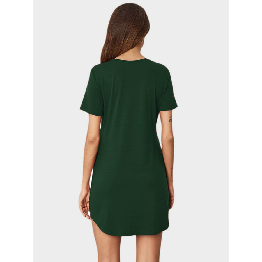 V-Neck Short Sleeve Lounge Dress Apparel and Accessories