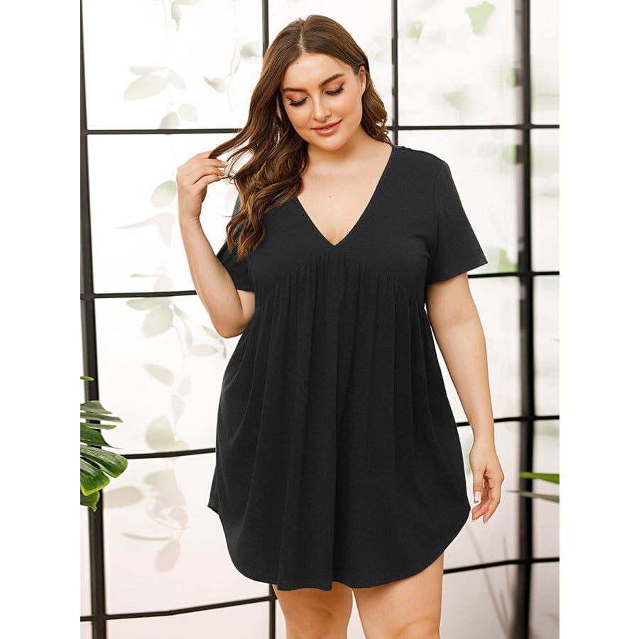 V-Neck Short Sleeve Lounge Dress Apparel and Accessories