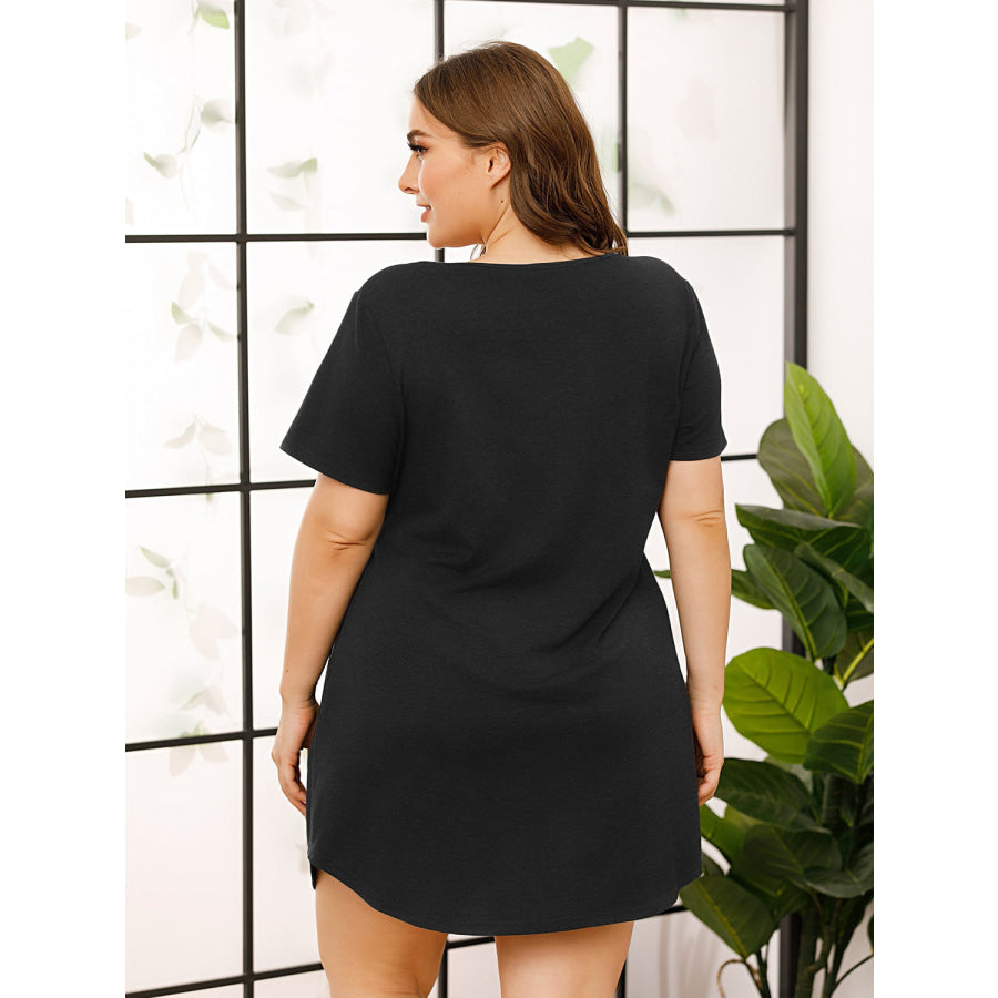 V-Neck Short Sleeve Lounge Dress Apparel and Accessories