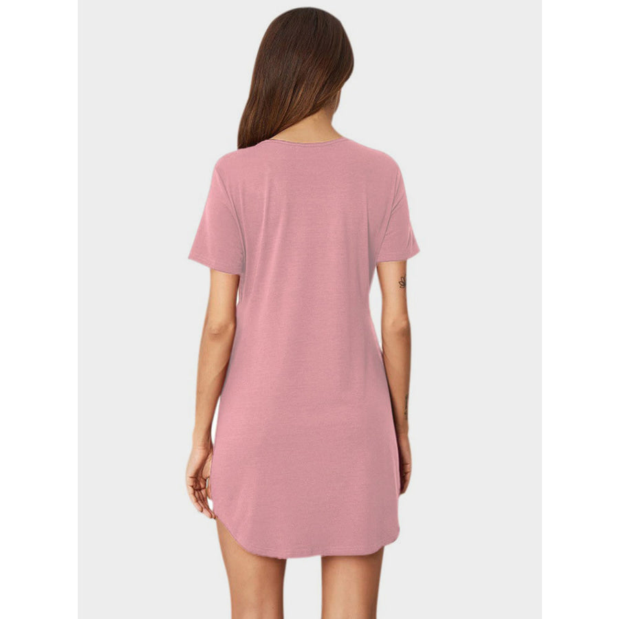 V-Neck Short Sleeve Lounge Dress Apparel and Accessories