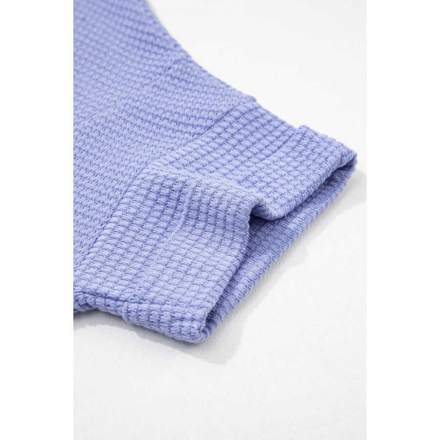 V Neck Short Sleeve Plus Size Waffle Knit Top Apparel and Accessories