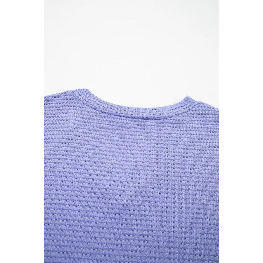 V Neck Short Sleeve Plus Size Waffle Knit Top Apparel and Accessories