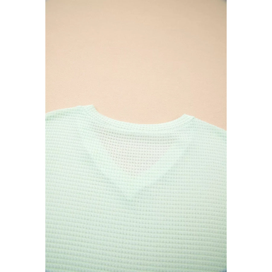 V Neck Short Sleeve Plus Size Waffle Knit Top Apparel and Accessories