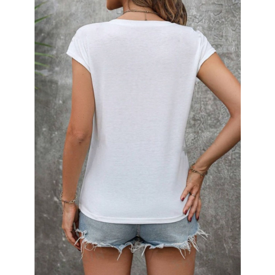 V-Neck Short Sleeve T-Shirt White / S Apparel and Accessories