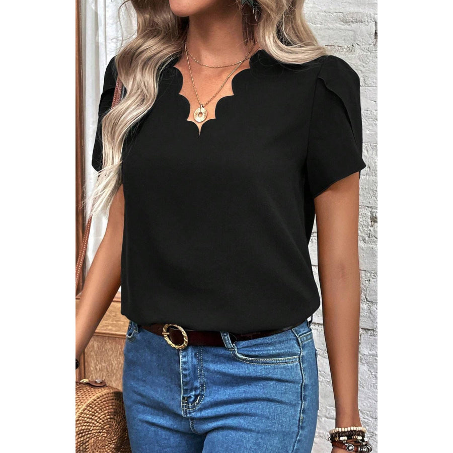 V-Neck Short Sleeve T-Shirt Black / S Apparel and Accessories