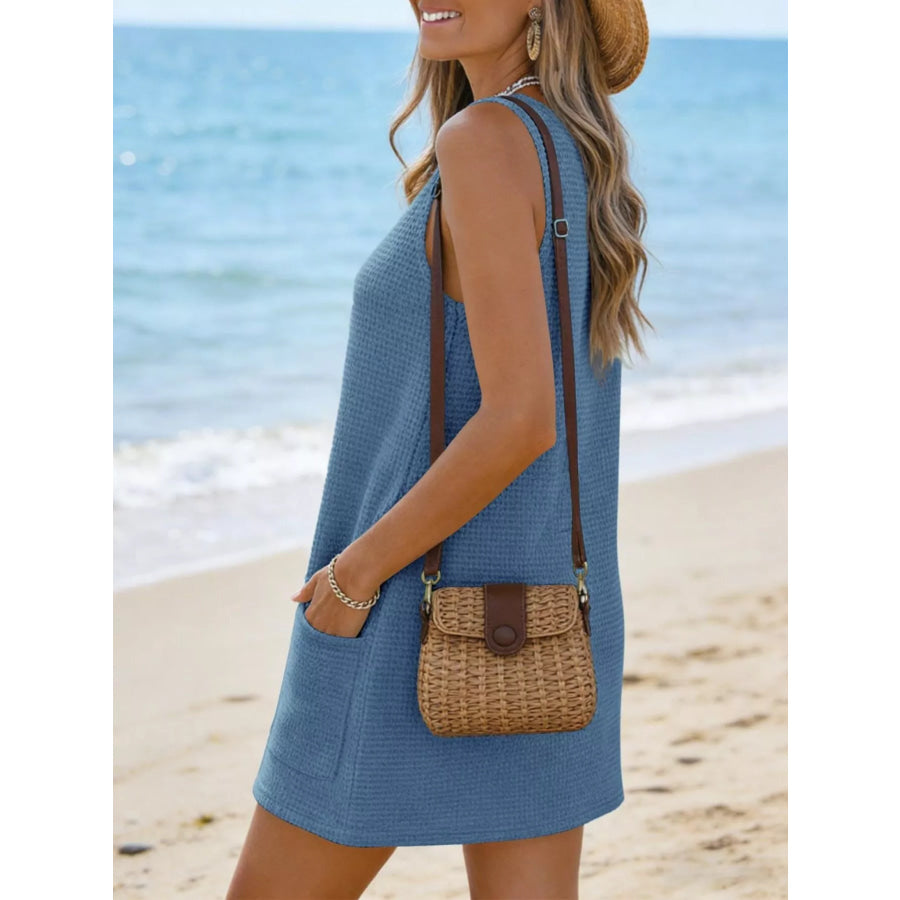 V-Neck Sleeveless Dress with Pockets Apparel and Accessories
