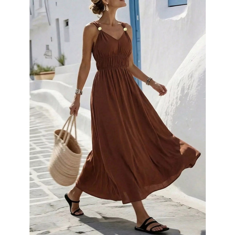 V-Neck Sleeveless Maxi Dress Apparel and Accessories