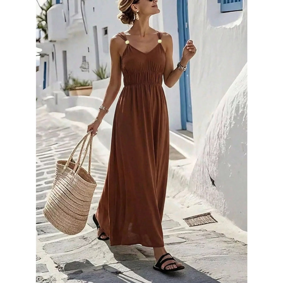 V-Neck Sleeveless Maxi Dress Apparel and Accessories