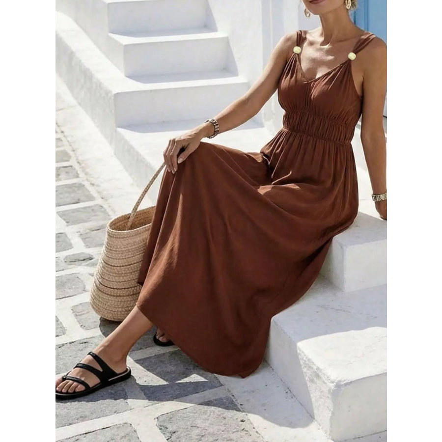 V-Neck Sleeveless Maxi Dress Apparel and Accessories