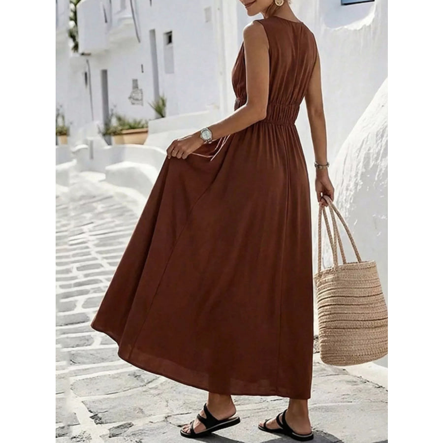 V-Neck Sleeveless Maxi Dress Apparel and Accessories