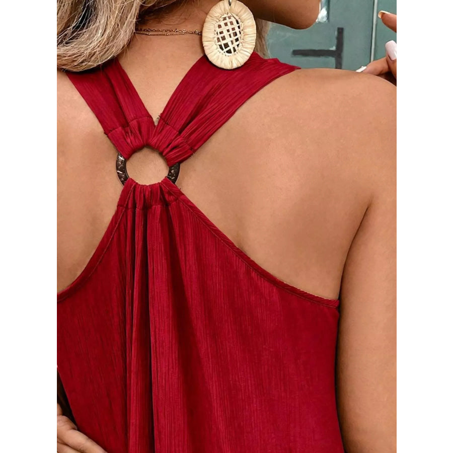 V-Neck Sleeveless Midi Dress Apparel and Accessories