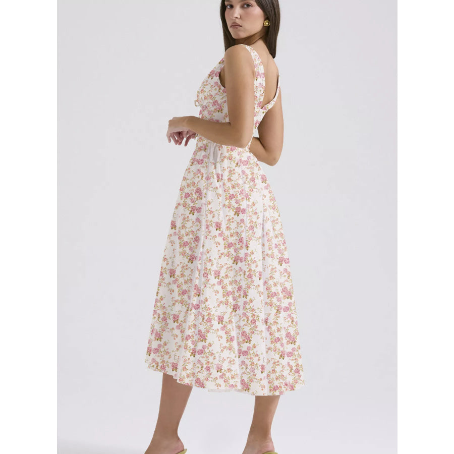 V-Neck Sleeveless Midi Dress Apparel and Accessories