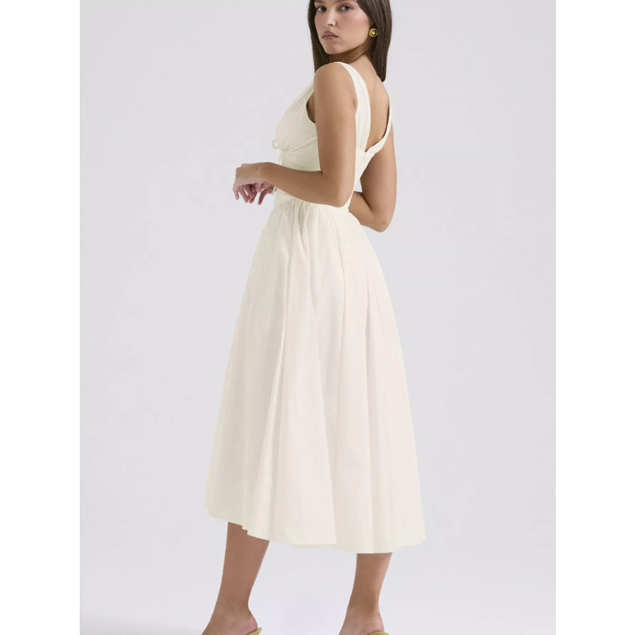 V-Neck Sleeveless Midi Dress Apparel and Accessories
