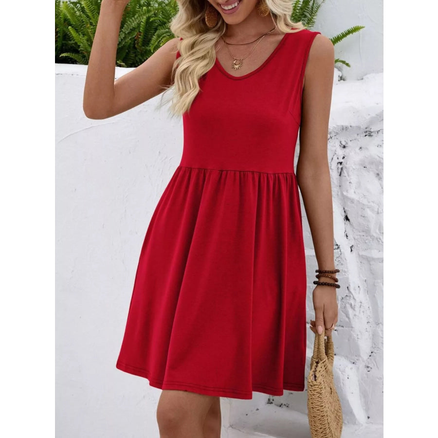 V-Neck Sleeveless Mini Dress Apparel and Accessories