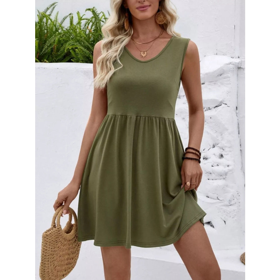 V-Neck Sleeveless Mini Dress Apparel and Accessories