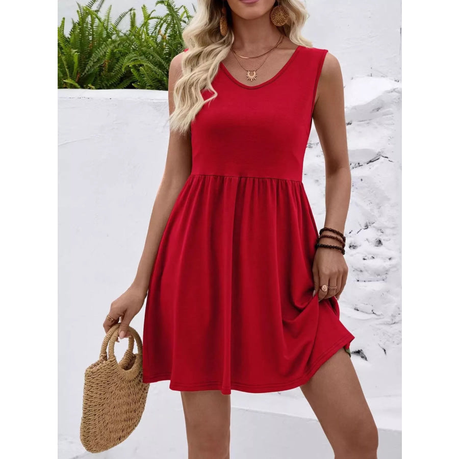 V-Neck Sleeveless Mini Dress Apparel and Accessories