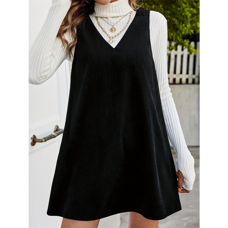 V-Neck Sleeveless Mini Dress Black / S Apparel and Accessories