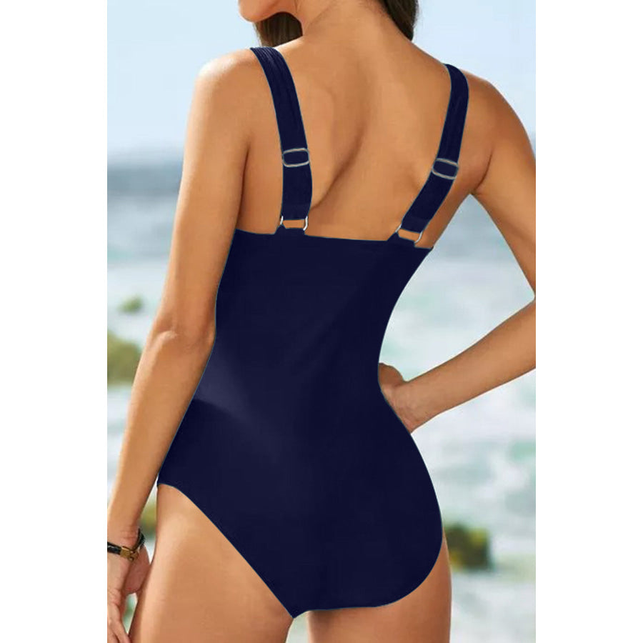 V-Neck Sleeveless Printed One-piece Swimwear Apparel and Accessories