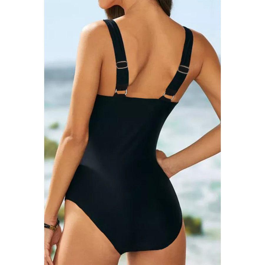 V-Neck Sleeveless Printed One-piece Swimwear Apparel and Accessories