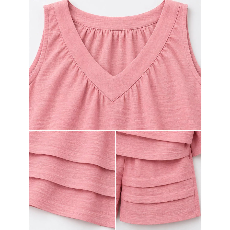 V-Neck Sleeveless Tank and Shorts Two-Piece Set Apparel Accessories