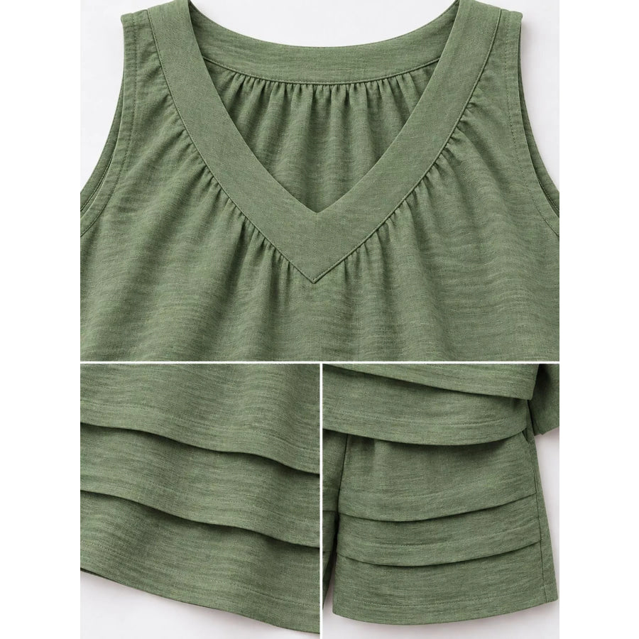 V-Neck Sleeveless Tank and Shorts Two-Piece Set Apparel Accessories