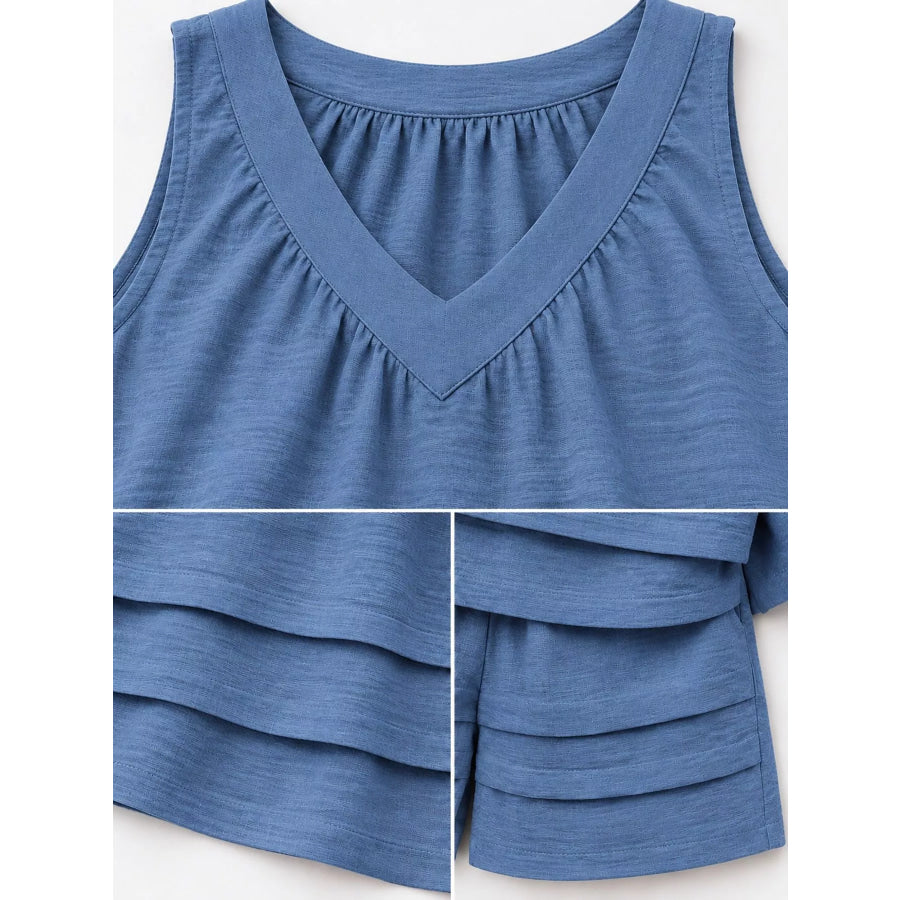 V-Neck Sleeveless Tank and Shorts Two-Piece Set Apparel Accessories
