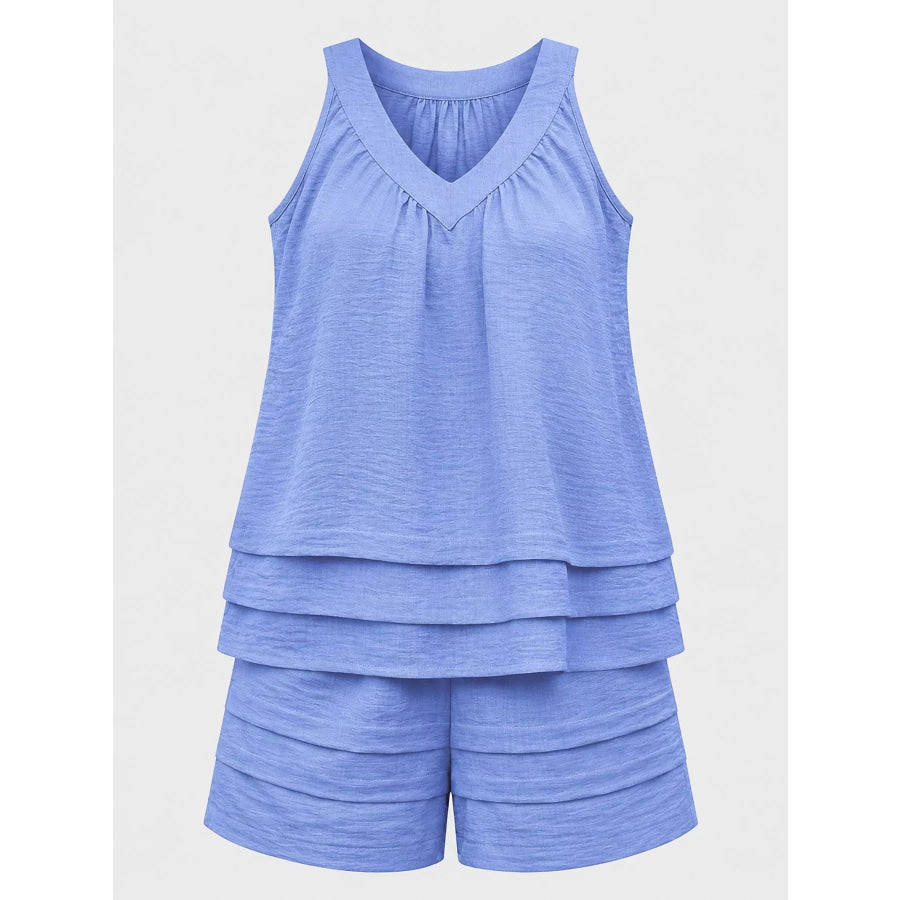 V-Neck Sleeveless Tank and Shorts Two-Piece Set Apparel Accessories