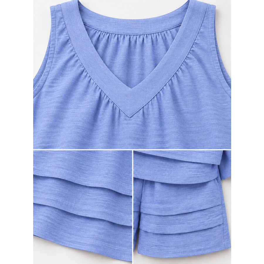 V-Neck Sleeveless Tank and Shorts Two-Piece Set Apparel Accessories