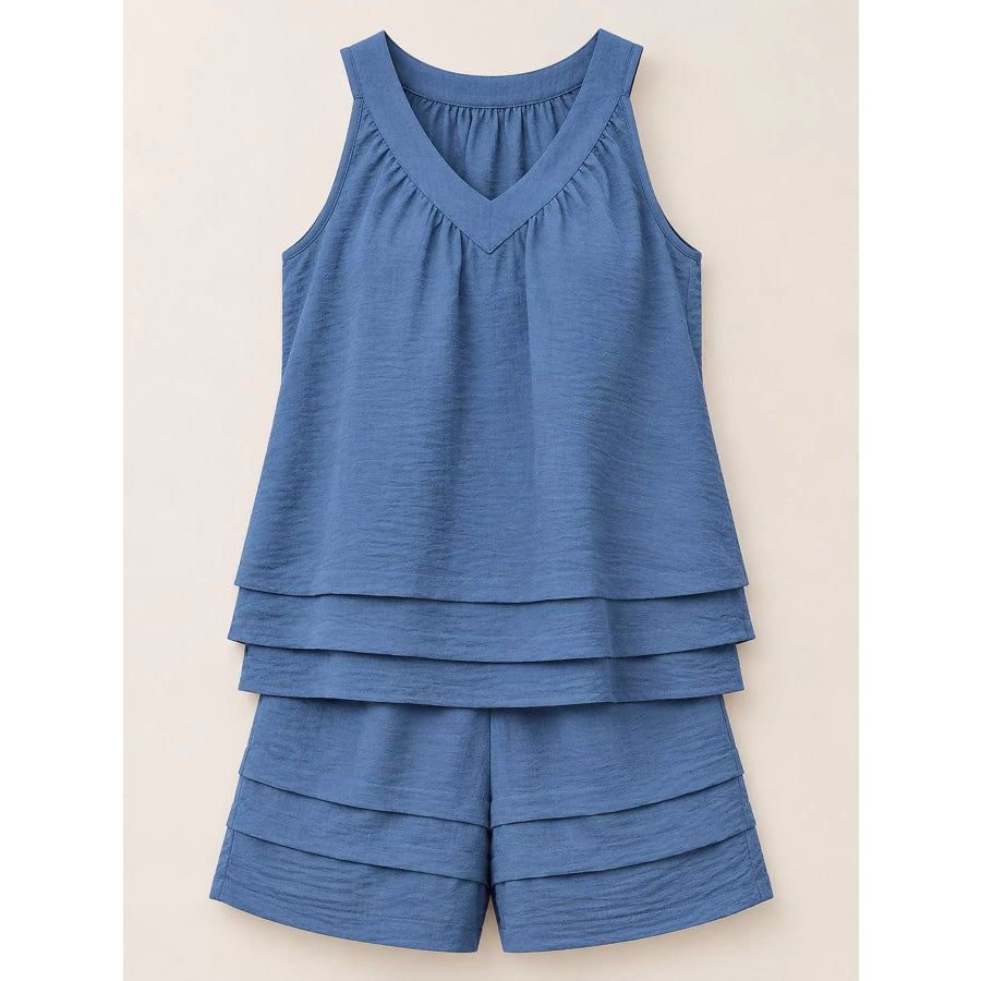 V-Neck Sleeveless Tank and Shorts Two-Piece Set Apparel Accessories