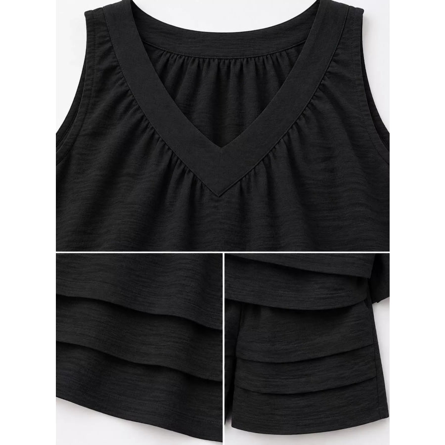 V-Neck Sleeveless Tank and Shorts Two-Piece Set Apparel Accessories