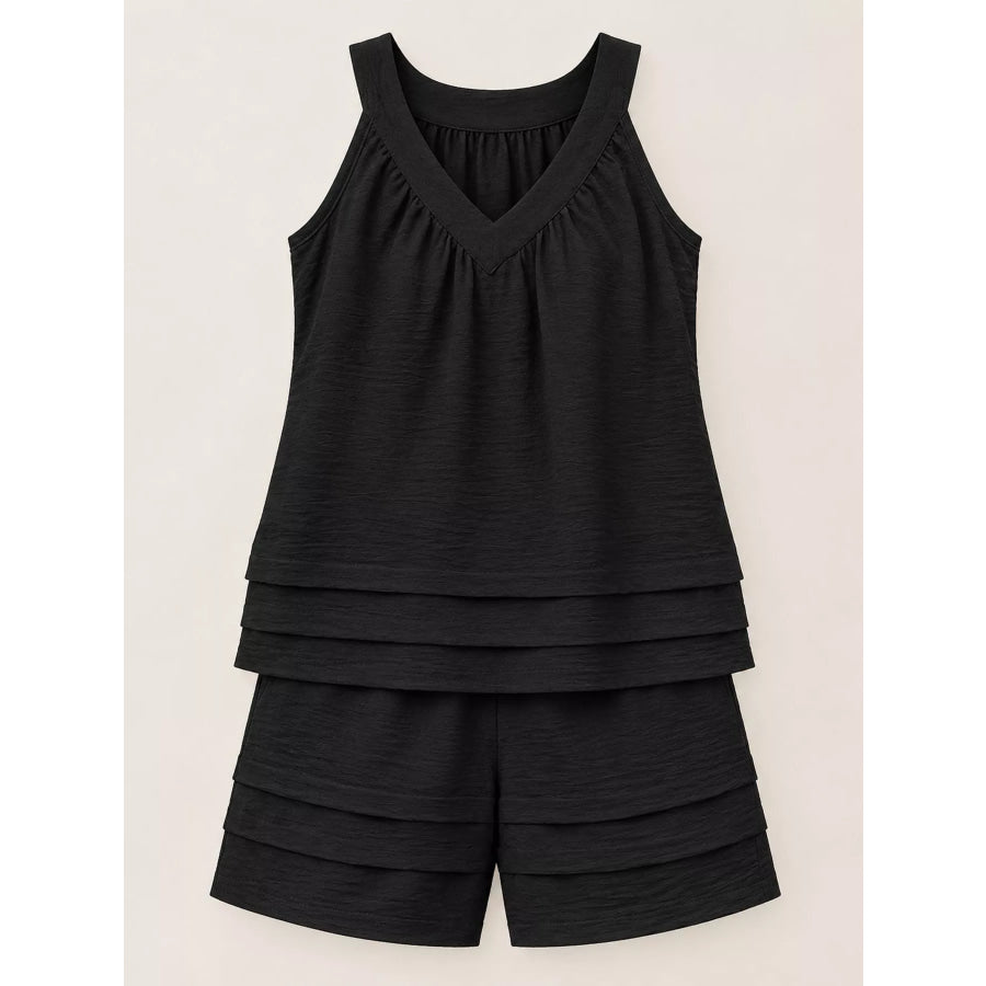 V-Neck Sleeveless Tank and Shorts Two-Piece Set Apparel Accessories