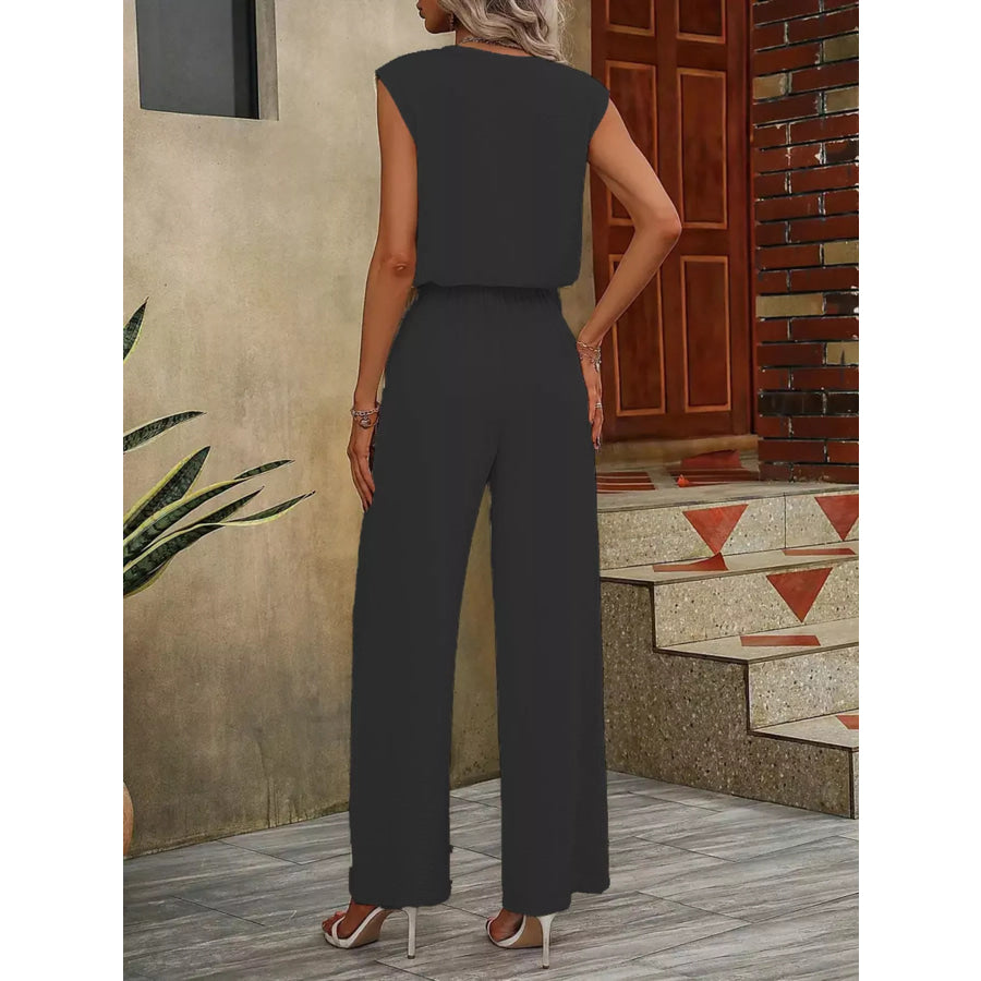 V-Neck Sleeveless Tank and Wide-Leg Pants Set Apparel and Accessories