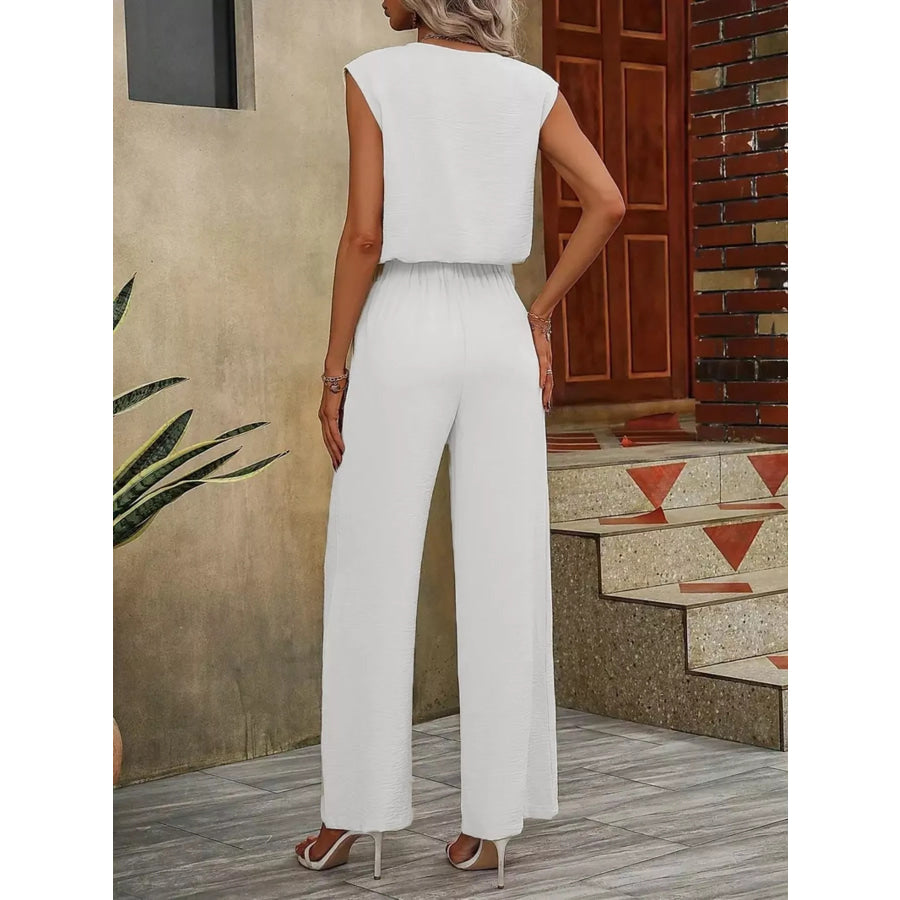 V-Neck Sleeveless Tank and Wide-Leg Pants Set Apparel and Accessories