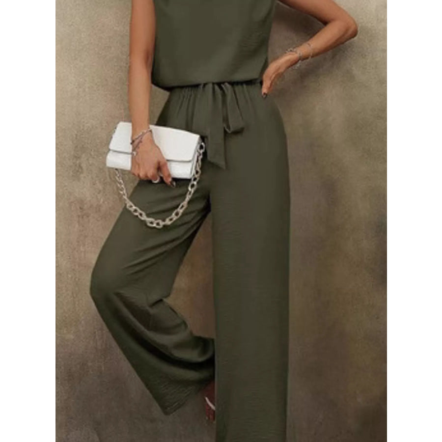 V-Neck Sleeveless Tank and Wide-Leg Pants Set Apparel and Accessories