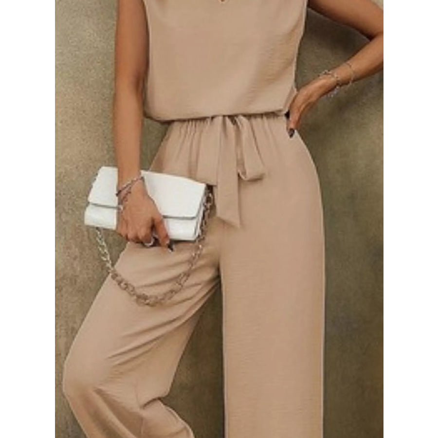 V-Neck Sleeveless Tank and Wide-Leg Pants Set Apparel and Accessories