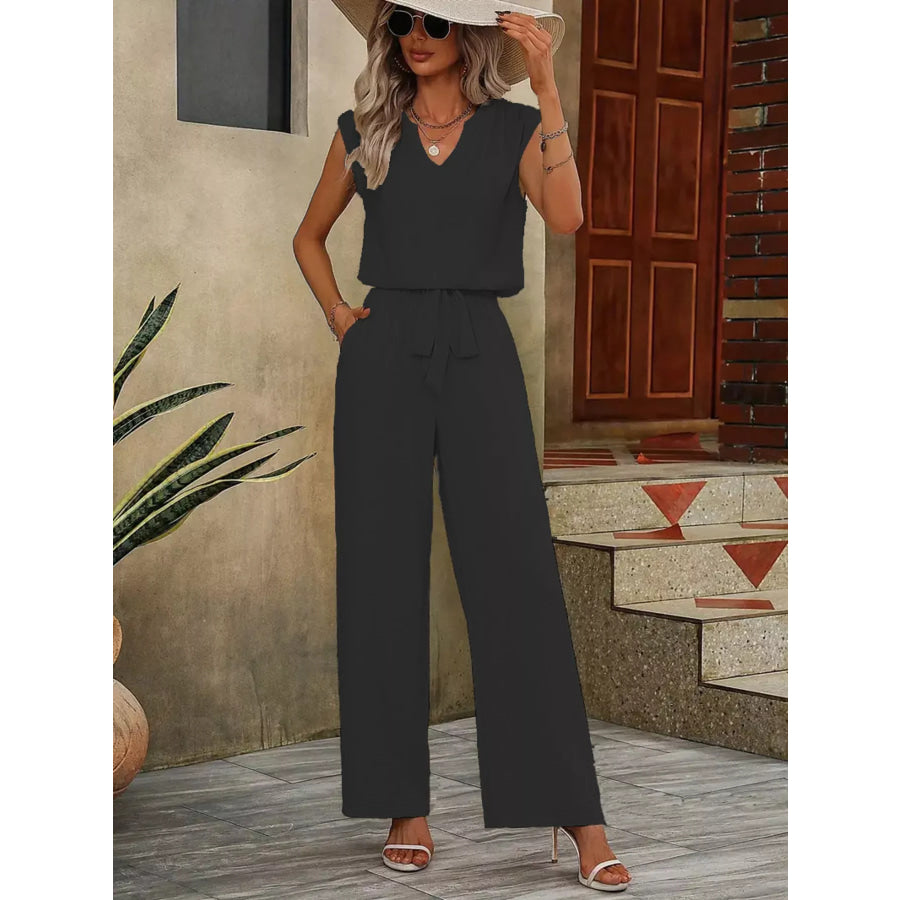 V-Neck Sleeveless Tank and Wide-Leg Pants Set Apparel and Accessories