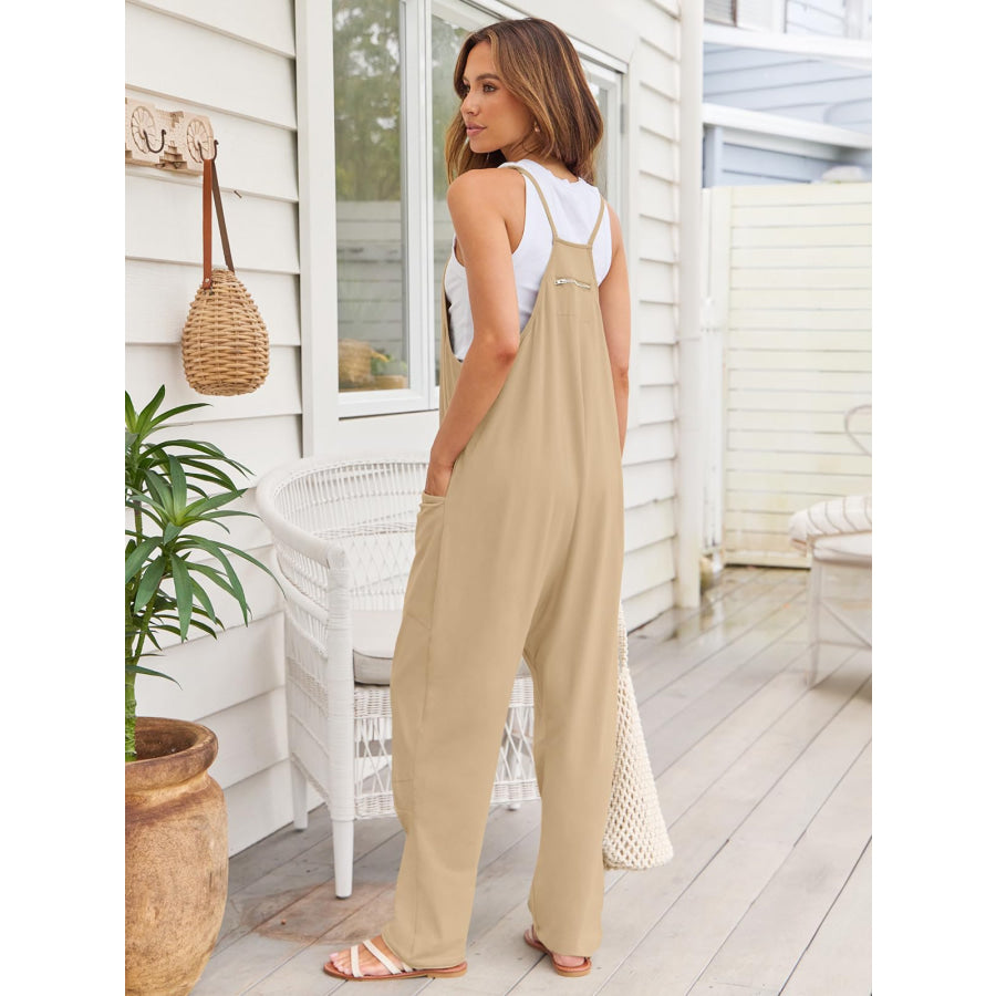 V - Neck Spaghetti Strap Jumpsuit Apparel and Accessories