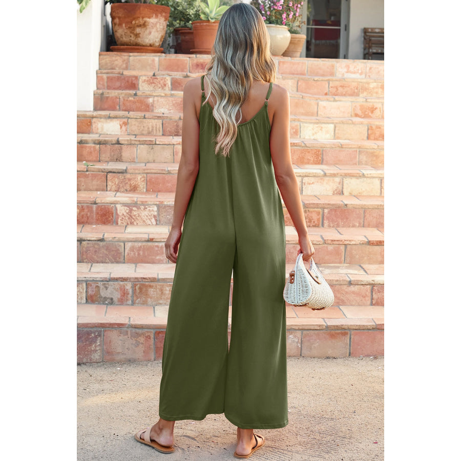 V - Neck Spaghetti Strap Jumpsuit Apparel and Accessories