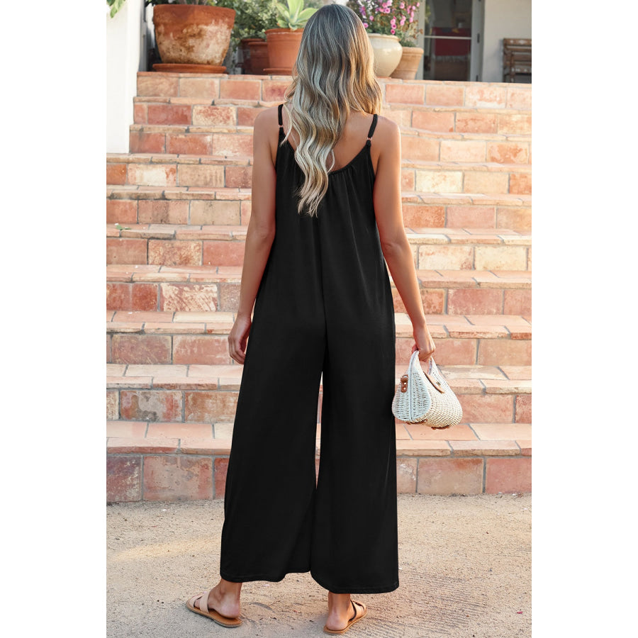 V - Neck Spaghetti Strap Jumpsuit Apparel and Accessories