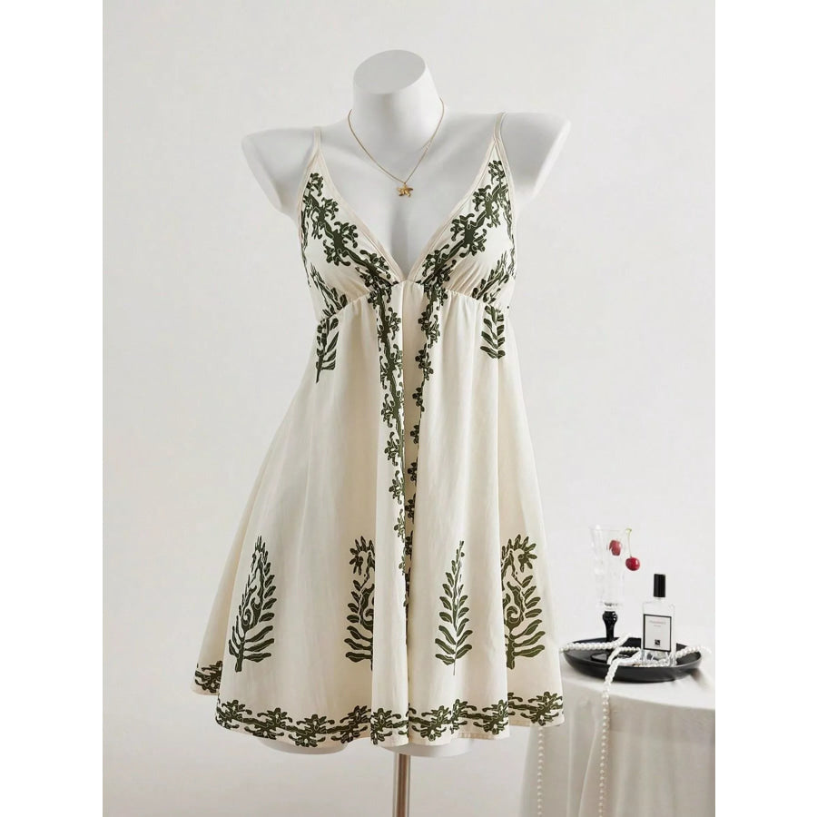 V-Neck Spaghetti Strap Mini Dress Apricot / XS Apparel and Accessories