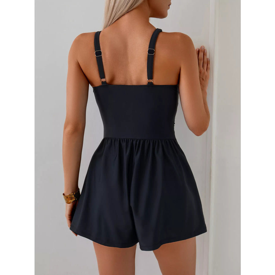 V-Neck Spaghetti Strap One-Piece Swimsuit Apparel and Accessories